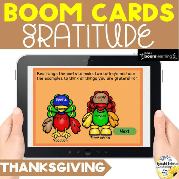 Thanksgiving Gratitude Boom Cards - Distance Learning Gratitude Activity